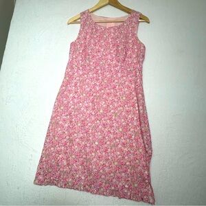 Handmade Pink floral eyelet summer dress ruffle hem NO SIZE SEE PHOTOS